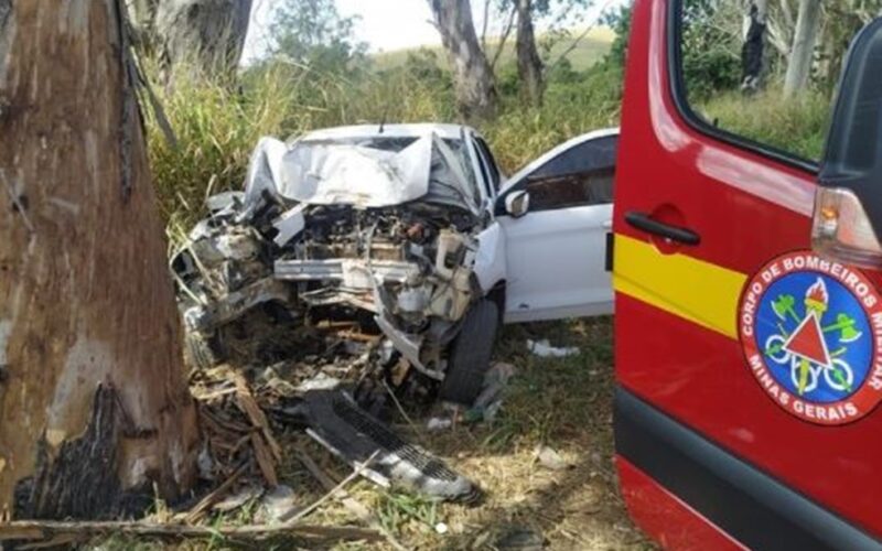 Homem fica gravemente ferido em acidente com carro na BR-491, em Varginha - Foto: Divulgação/Corpo de Bombeiros
