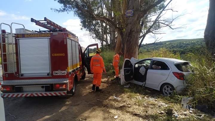 Homem fica gravemente ferido em acidente com carro na BR-491, em Varginha - Foto: Divulgação/Corpo de Bombeiros