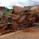 Homem morre após acidente entre caminhão e carreta bitrem na BR-354 em Bambuí - Foto: Marco Antônio/TV Bambuí