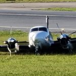 Avião da PM faz pouso forçado no Aeroporto da Pampulha, em Belo Horizonte - Foto: Reprodução/Redes Sociais