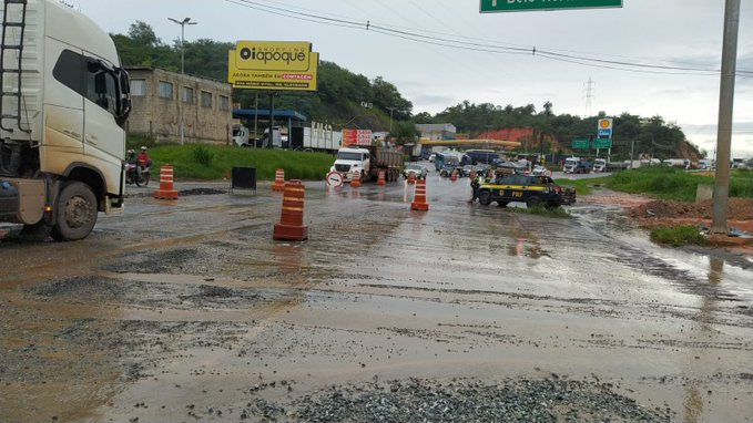 Obras causa congestionamento na BR-381, em Sabará até o Anel Rodoviário - Foto: Divulgação/PRF