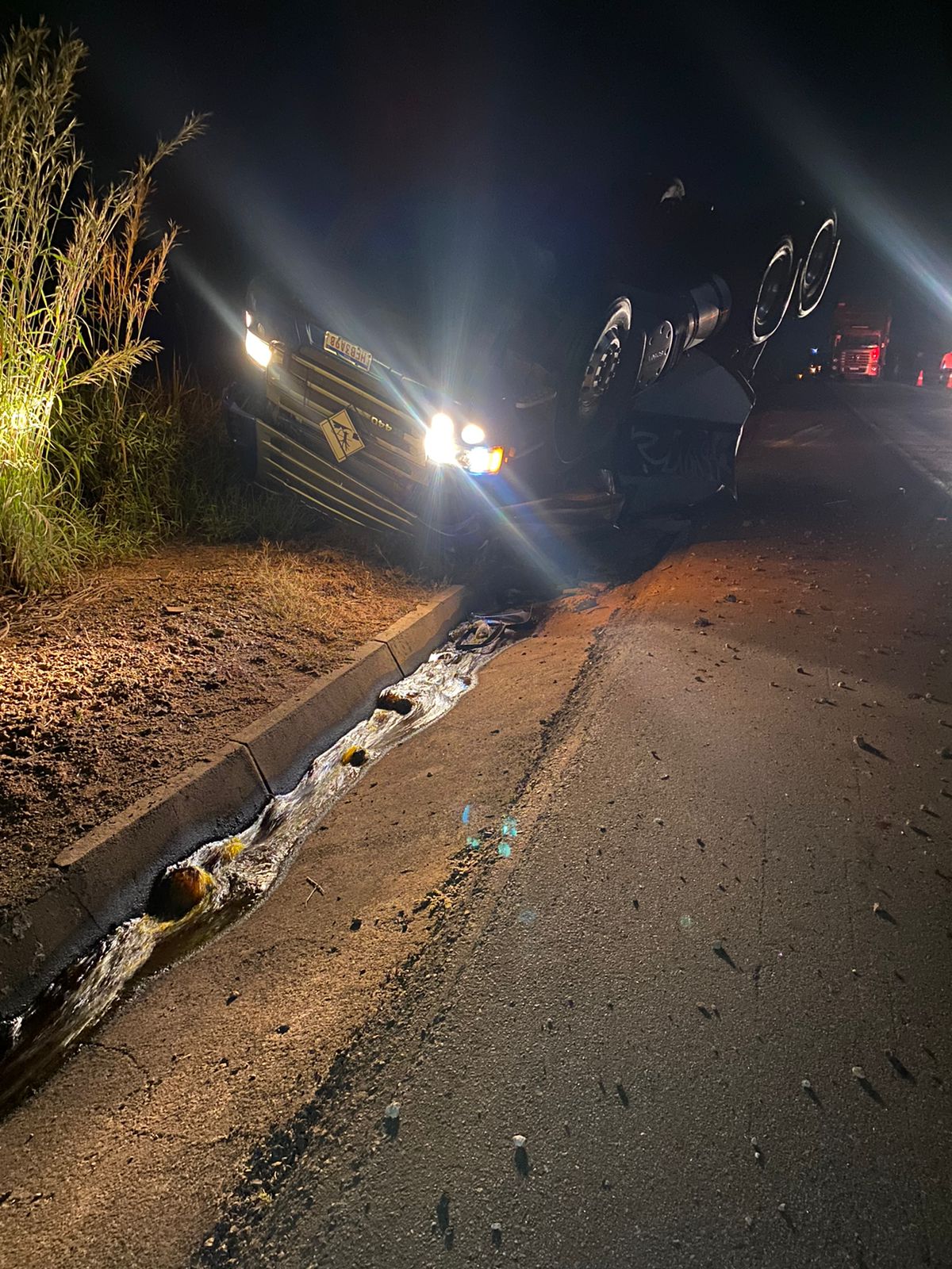 Homem morre após carreta tombar e fechar BR-262, em Luz, no Centro-Oeste - Foto: Reprodução/Redes Sociais