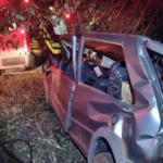 Idosa morre após carro capotar na LMG-836, entre São Sebastião do Paraíso e São Tomás de Aquino - Foto: Divulgação/CBMMG