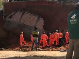 Trabalhador morre após muro desaba no bairro Guanabara, em Betim - Foto: Reprodução/Redes Sociais