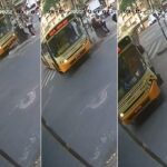 Câmera flagra momento em que ônibus desgovernado atinge semáforo e lotérica na Avenida Afonso Pena, em BH - Foto: Reprodução