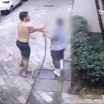 Homem agride faxineira que lavava calçada no bairro Lourdes, em BH - Foto: Reprodução