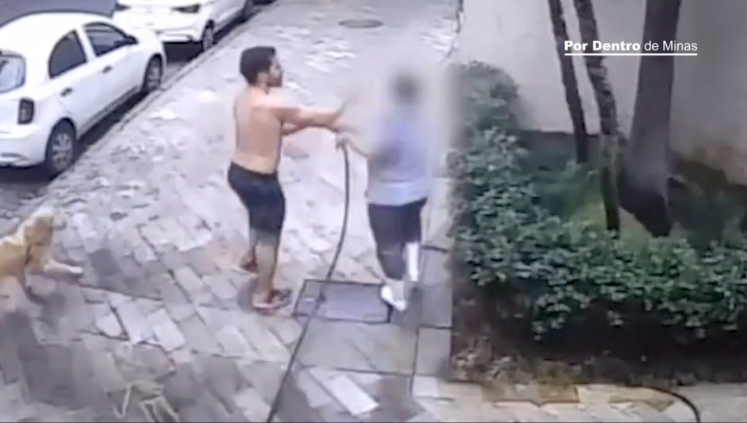 Agressor de faxineira é identificado por franquia de emagrecimento de BH Homem agride faxineira que lavava calçada no bairro Lourdes, em BH - Foto: Reprodução