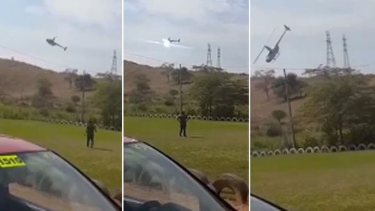 Vídeo mostra helicóptero atingido fio de alta tensão em Engenheiro Caldas, no Vale do Rio Doce - Foto: Reprodução