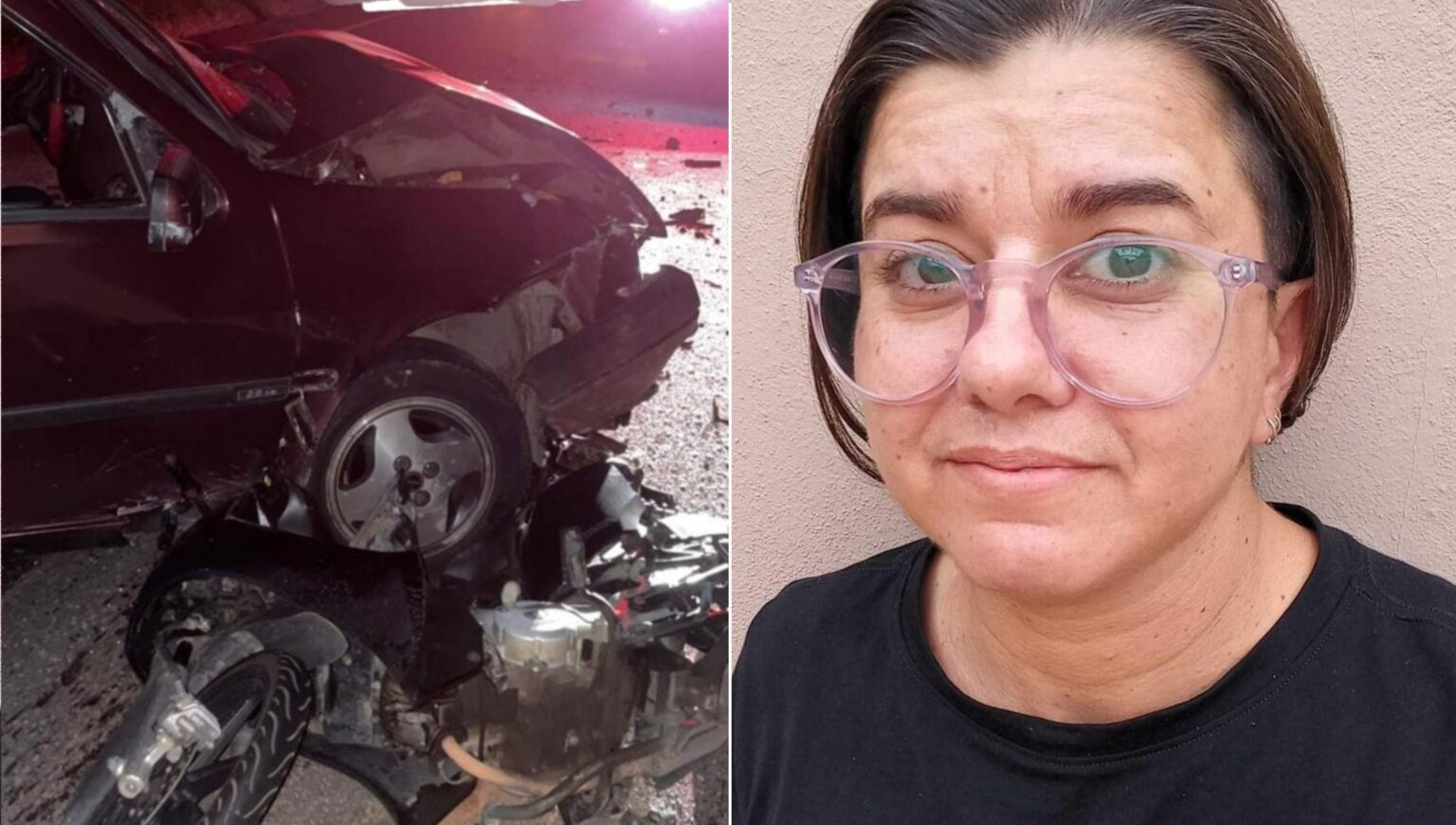 Professora morre após carro bater e arrastar moto na BR-459, entre Pouso Alegre e Congonhal - Foto: Divulgação/PRF e Redes Sociais