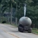 Carreta com vazamento de gás interdita BR-116, em Engenheiro Caldas - Foto: Reprodução
