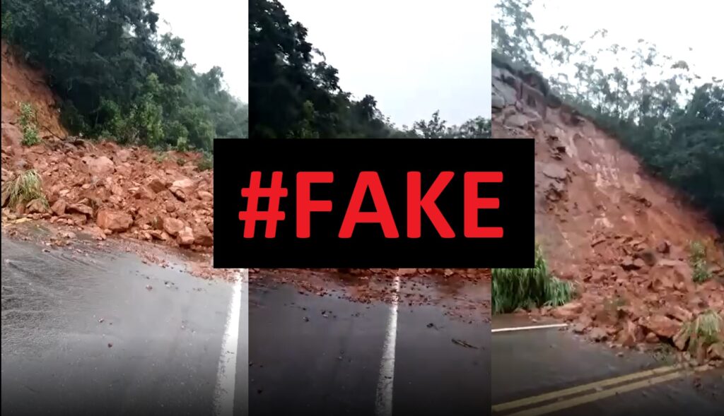 É #FAKE vídeo que mostra queda de barreira impedindo trânsito na BR-356, em Itabirito - Foto: Reprodução