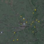 Mau tempo provoca atrasos e alterações de voos no Aeroporto Internacional de BH, em Confins - Foto: Reprodução/Flightradar24