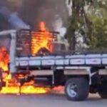 Caminhão pega fogo e deixa trânsito lento na MG-030, em Nova Lima - Foto: Reprodução