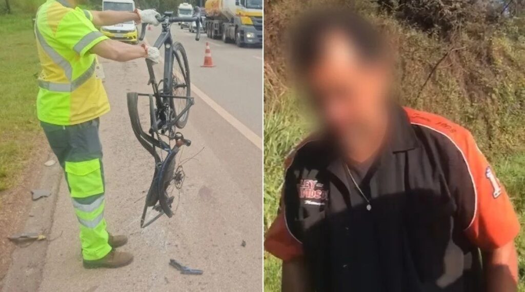 Motorista que matou ciclista na BR-040 tem prisão em flagrante ratificada por embriaguez ao volante - Foto: Divulgação/CBMMG e Reprodução/Redes Sociais