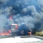 Acidente com explosão de carreta deixa feridos e interdita trecho da BR-365, entre Patrocínio e Iraí de Minas - Foto: Reprodução
