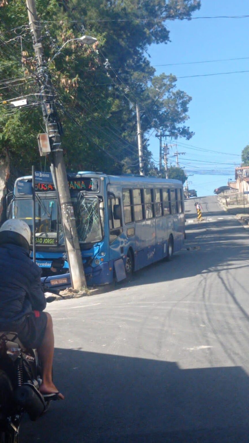 Ônibus sem freio bate em poste e muro de escola no bairro Goiânia, em BH Ônibus em freio bate em poste e muro de escola no bairro Goiânia, em BH - Foto: Reprodução