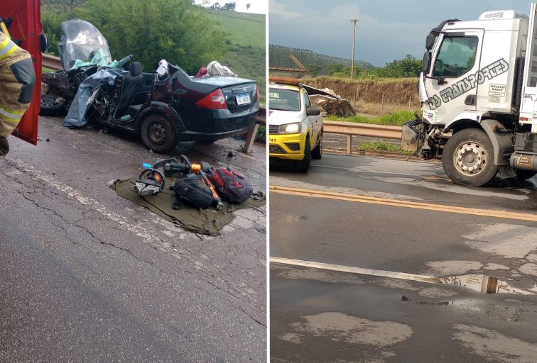 Acidente entre carro e caminhão deixa um morto na BR-040, em Conselheiro Lafaiete - Foto: Reprodução