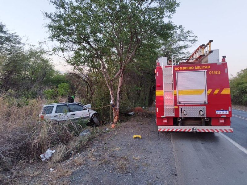 Mãe e filho morrem em acidente de carro na BR-251, em Francisco Sá - Foto: Divulgação/CBMMG