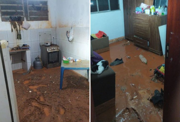 Cinco casas são invadidas pela lama após chuva forte em Ubá - Foto: Divulgação/Corpo de Bombeiros