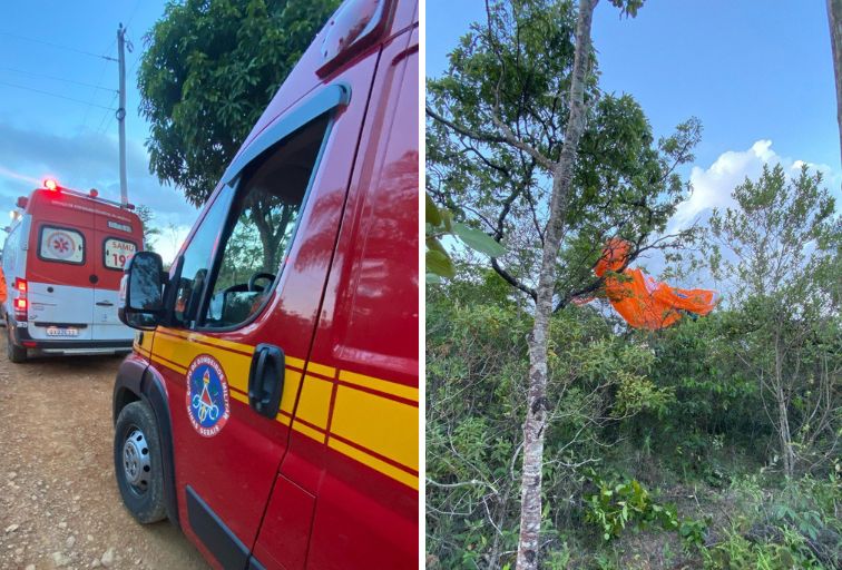 Homem passa mal e morre durante voo de parapente em Sete Lagoas - Foto: Divulgação/Corpo de Bombeiros