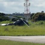 Helicóptero cai no aeroporto de Pará de Minas - Foto: Thiago Verli/Divulgação