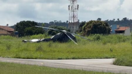 Helicóptero cai no aeroporto de Pará de Minas - Foto: Thiago Verli/Divulgação