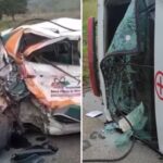 Acidente entre ambulância e carro de saúde deixa feridos na BR-116, em Itambacuri - Foto: Reprodução/Redes Sociais
