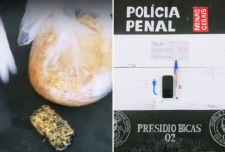 Policiais encontram mini celulares em pacote de batata palha em presídio da Grande BH - Foto: Divulgação Ascom/PPMG-Sejusp