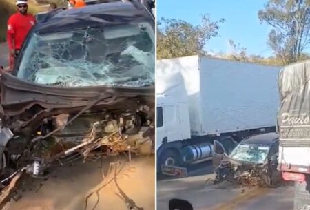 Acidente entre carro e caminhão deixa morto e feridos na BR-381, em Sabará - Foto: Reprodução/Redes Sociais