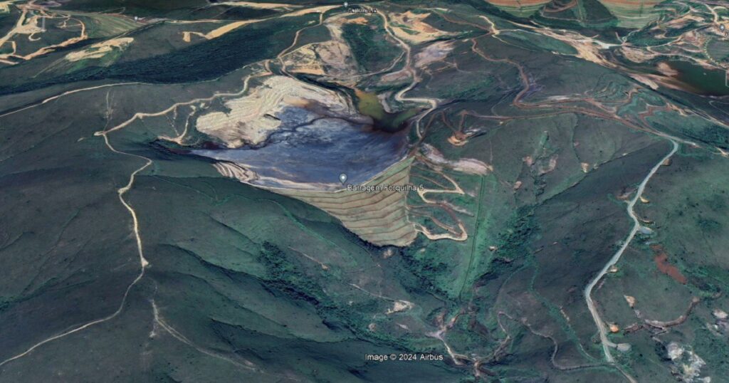 Barragem da Vale em Ouro Preto entra em nível de alerta após vistoria encontrar fissuras - Foto: Reprodução/Google Earth