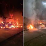 Ônibus pega fogo após pane elétrica no Barreiro, em BH - Foto: Divulgação/CBMMG