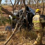 Duas pessoas morrem após carro bater contra árvore em rodovia de MG - Foto: Divulgação/CBMMG
