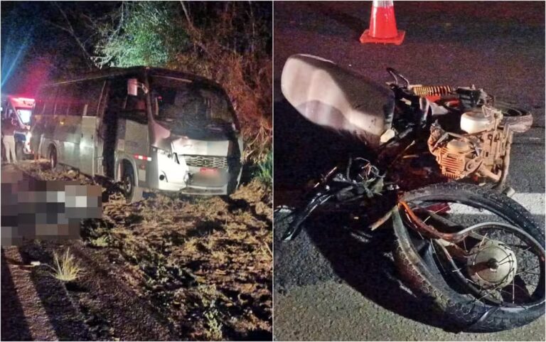 Motociclista morre após acidente com micro-ônibus em rodovia de MG - Foto: Divulgação/Corpo de Bombeiros