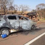 Homem morre carbonizado após batida frontal entre carro e carreta em rodovia de MG - Foto: Divulgação/CBMMG