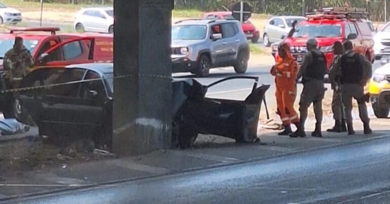 Motorista morre após carro bater em pilastra no Anel Rodoviário, em BH - Foto: Reprodução/Redes Sociais