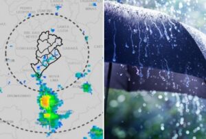 Defesa Civil emite alerta de chuva com raio e vento em BH - Foto: Defesa Civil de BH + Canva Pro