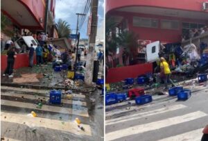 Caminhão desgovernado tomba e deixa quatro feridos em Conselheiro Lafaiete - Foto: Reprodução/Redes Sociais