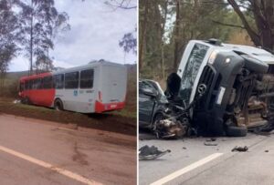 Criminoso furta ônibus em Betim e provoca acidente com morte na BR-040 - Foto: Reprodução/Redes Sociais