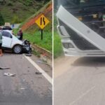 Mulher morre após acidente frontal na BR-116, em Muriaé - Foto: Divulgação/PRF