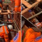 Trabalhador é resgatado após ser soterrado em obra no Hospital Júlia Kubitschek, em BH - Foto: Divulgação/Corpo de Bombeiros