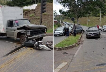 Caminhão perde freio e atinge vários veículos na Avenida Raja Gabáglia, em BH - Foto: Reprodução/Redes Sociais