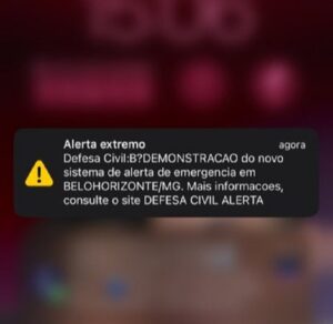 Defesa Civil Alerta: teste é realizado em telefones de moradores de BH - Foto: Reprodução/Redes Sociais