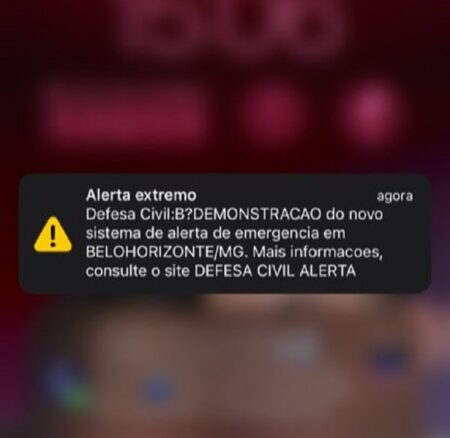 Defesa Civil Alerta: teste é realizado em telefones de moradores de BH - Foto: Reprodução/Redes Sociais