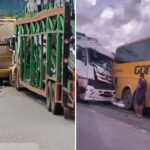 Carreta atinge traseira de ônibus com 40 passageiros na Rodovia Fernão Dias - Foto: Reprodução/Redes Sociais
