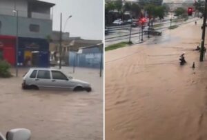 Avenida Vilarinho, em BH, é bloqueada por alagamento - Foto: Reprodução/Redes Sociais