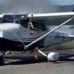 Avião de pequeno porte faz pouso de emergência em Pará de Minas após pegar fogo - Foto: Reprodução/Redes Sociais