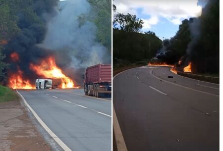 Acidente grave com carreta fecha totalmente BR-040, em Itabirito - Foto: Reprodução/Redes Sociais