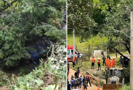 Homem morre após caminhão carregado de areia capotar em Lagoa Santa - Foto: Divulgação/CBMMG