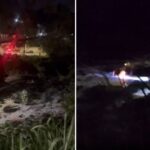 Carro cai de ponte e deixa vítima no bairro Ribeiro de Abreu, em BH - Foto: Reprodução/Redes Sociais