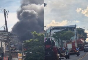 Incêndio de grandes proporções atinge casa no bairro Conjunto Minas Caixa, em BH - Foto: Reprodução/Redes Sociais